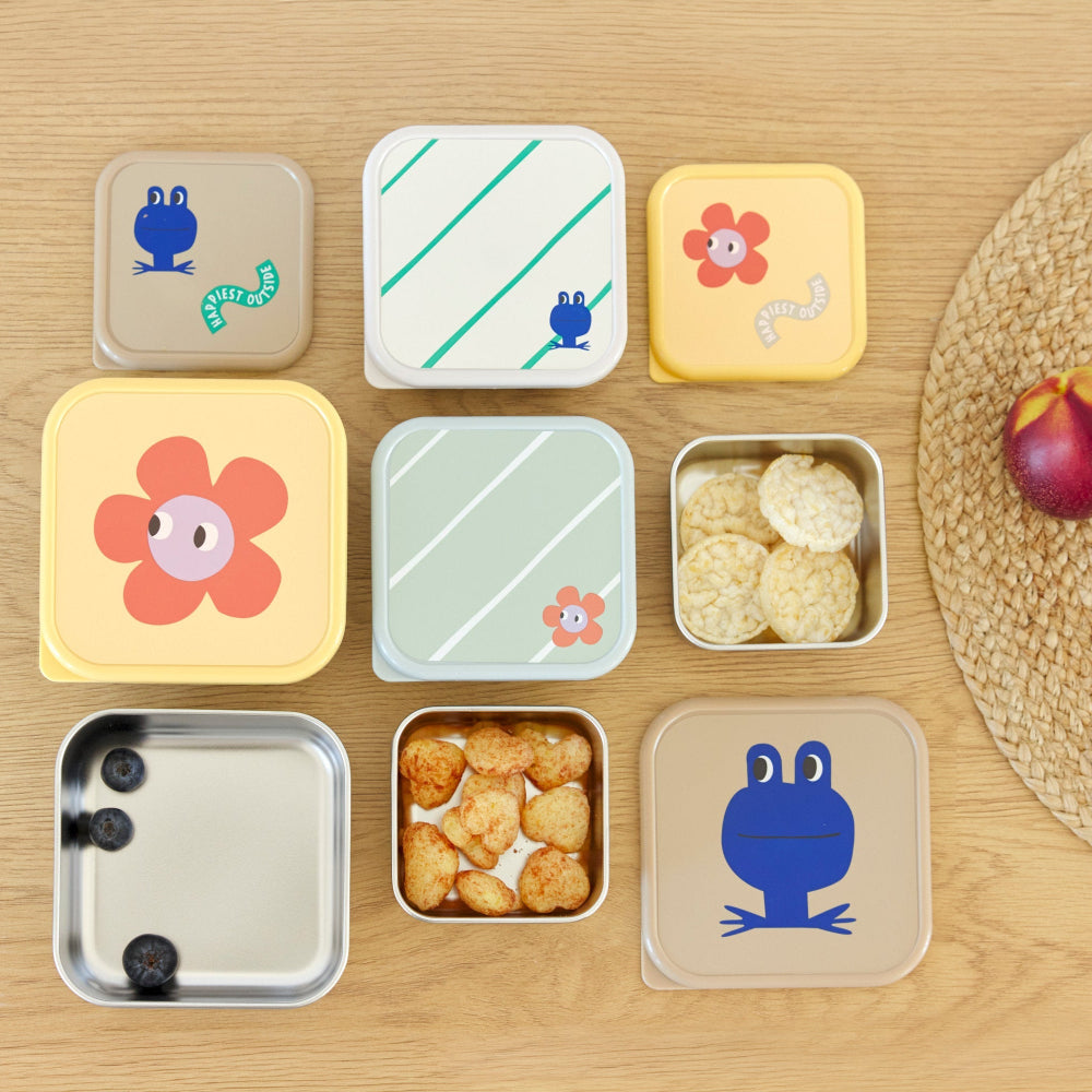Lassig stainless steel snackbox set happy trails flower 4066239458223