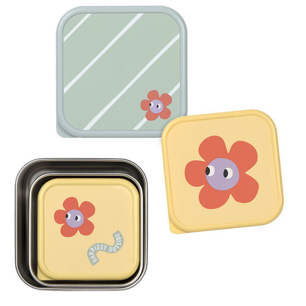 Lassig stainless steel snackbox set happy trails flower 13100747050