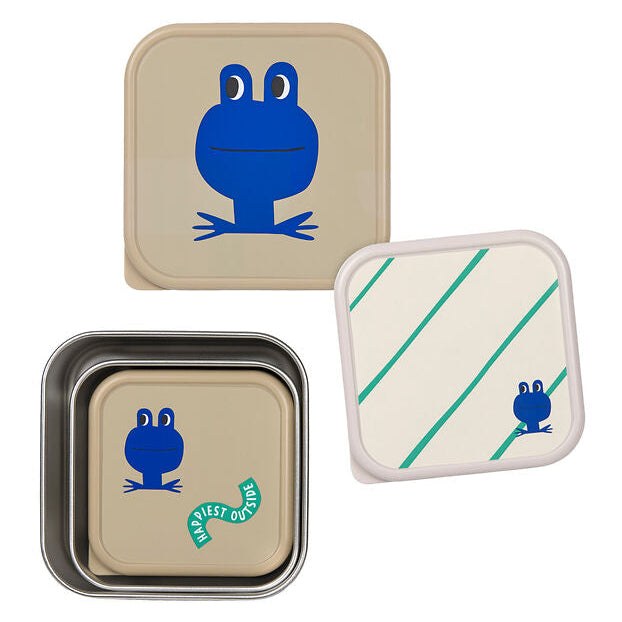 Lassig stainless steel snackbox set happy trails frog 13100741019