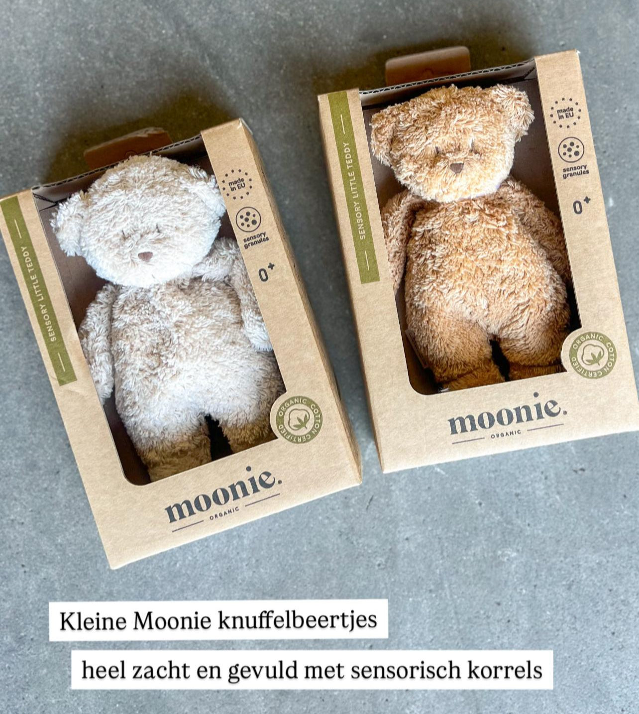 Moonie knuffel bear little Cappuccino Biologische katoen + vulling 100% PES