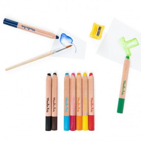 Moulin Roty kleurpotloden aquarel Les Schmouks 3 stks 3 jr+