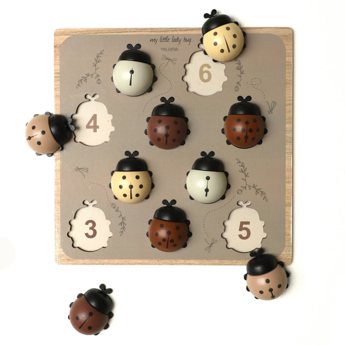 Mrs Ertha houten puzzel lieveheersbeestjes XL 3jr 10stks 7427254922507 a