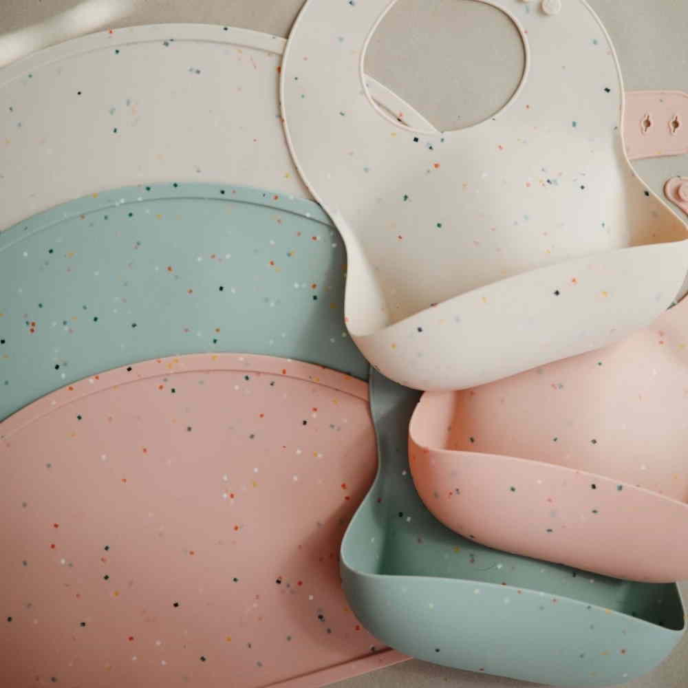 Mushie placemat powder pink confetti kopen