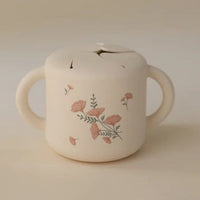 Mushie snack cup pink flowers