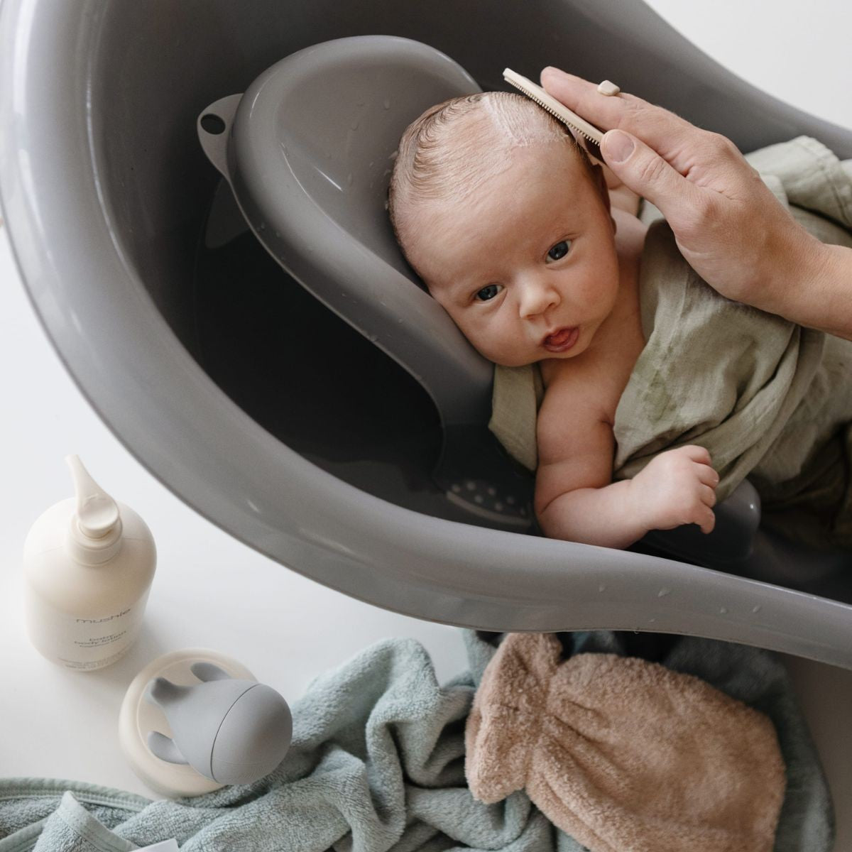 Mushie babyborstel set blush shifting sand 0 mnd+
