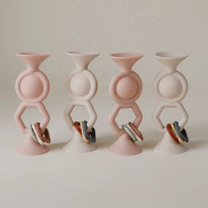 Mushie babyspeeltje hexapop met zuignap blush 10 mnd+