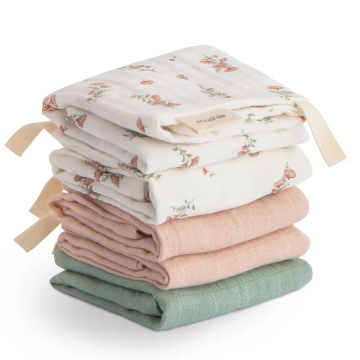 Mushie hydrofiele washandjes pink flowers