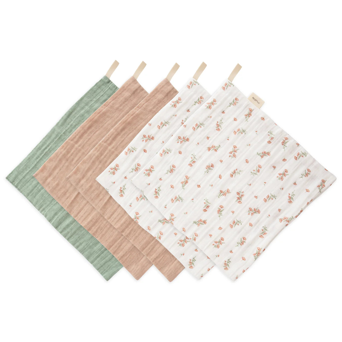 Mushie hydrofiele washandjes pink flowers 28 x 28