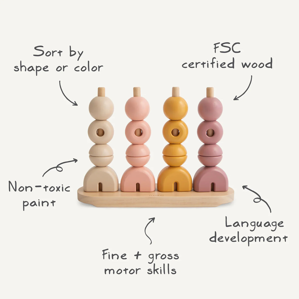 Mushie multi shape stacker sunrise 3 jr+