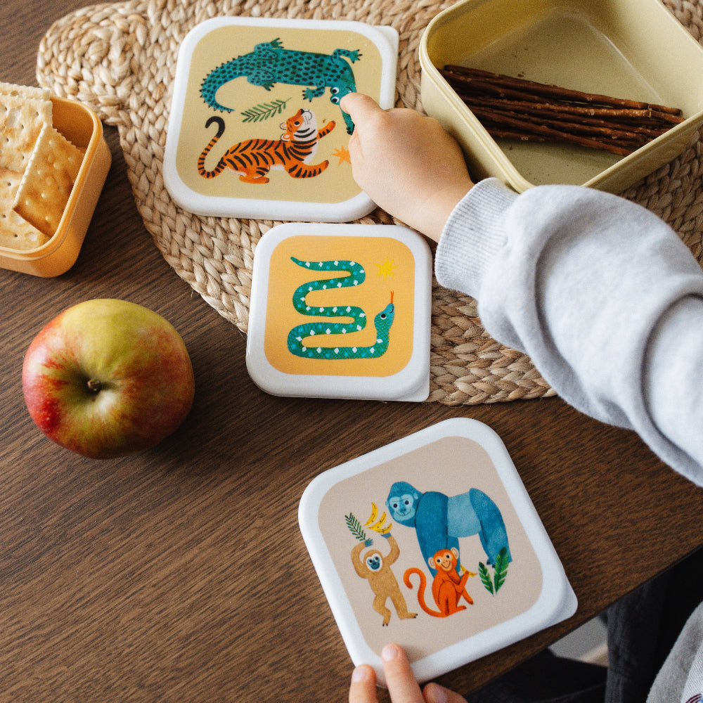 Petit Monkey snackbox set upside down animals 12 x 12 cmLB56-Rc