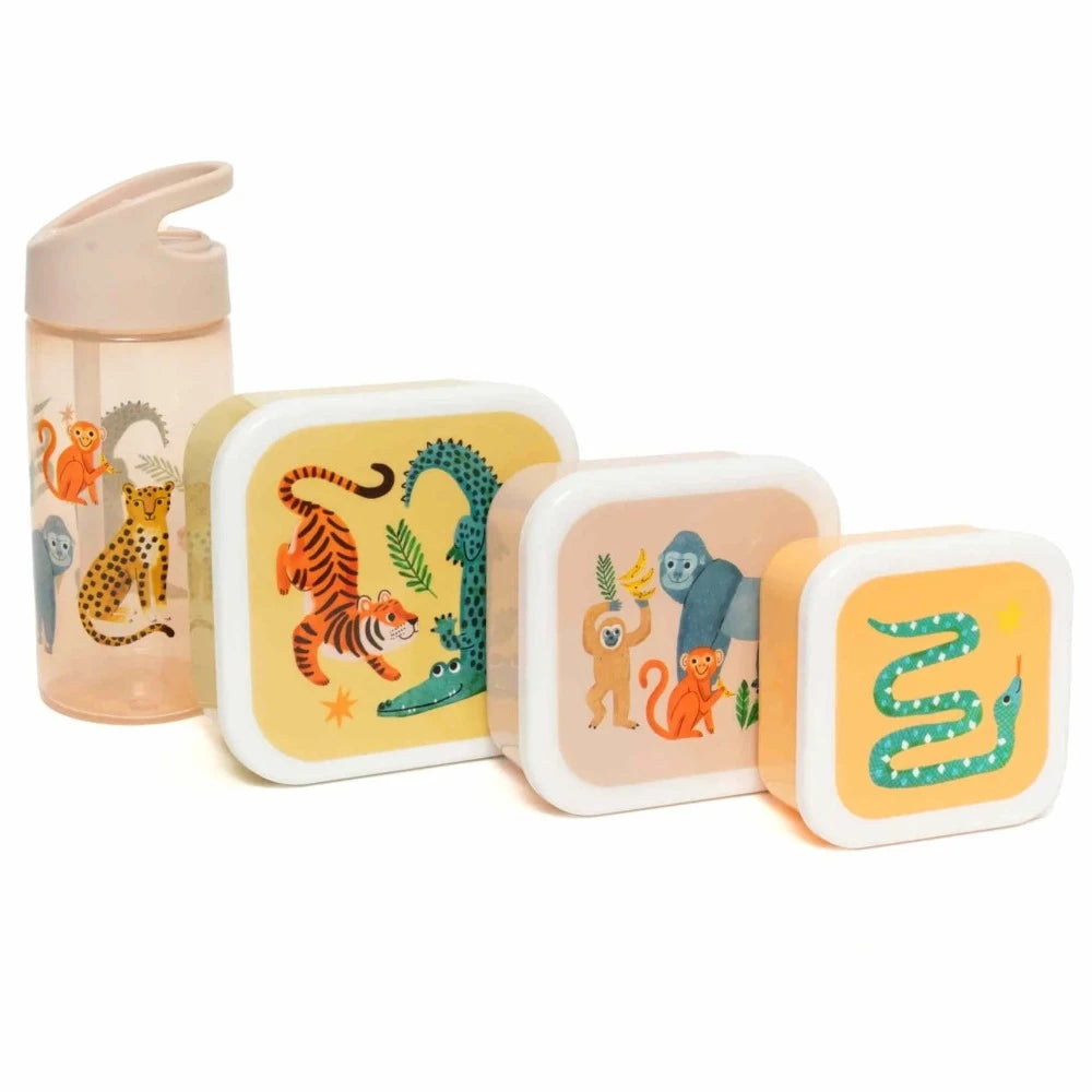 Petit Monkey snackbox set upside down animals 12 x 12 cm