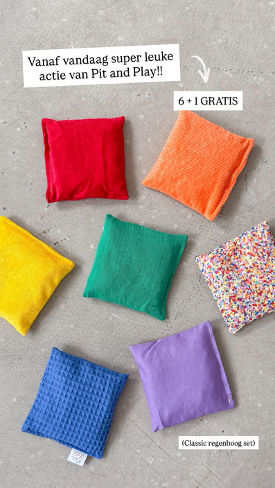 Pit and Play pittenzakjes Classic set regenboog 6 + 1 superconfetti B