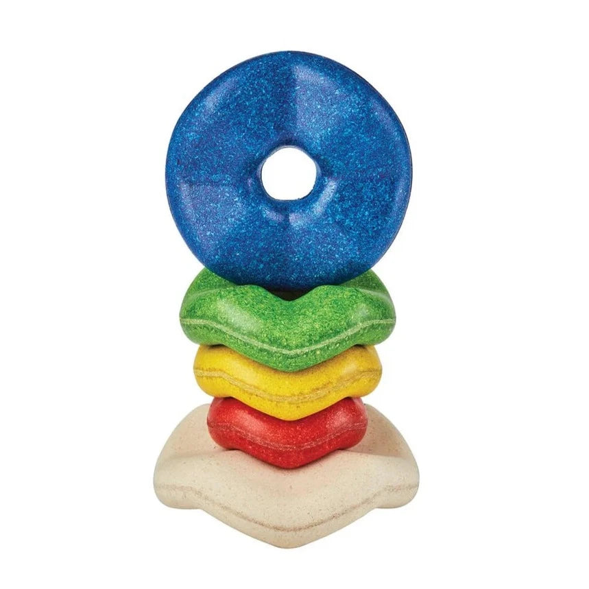 Plan Toys wave stapeltoren 5 mnd+ Rubberhout