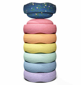 Stapelstein MINI regenboog pastel + mini donkerblauw