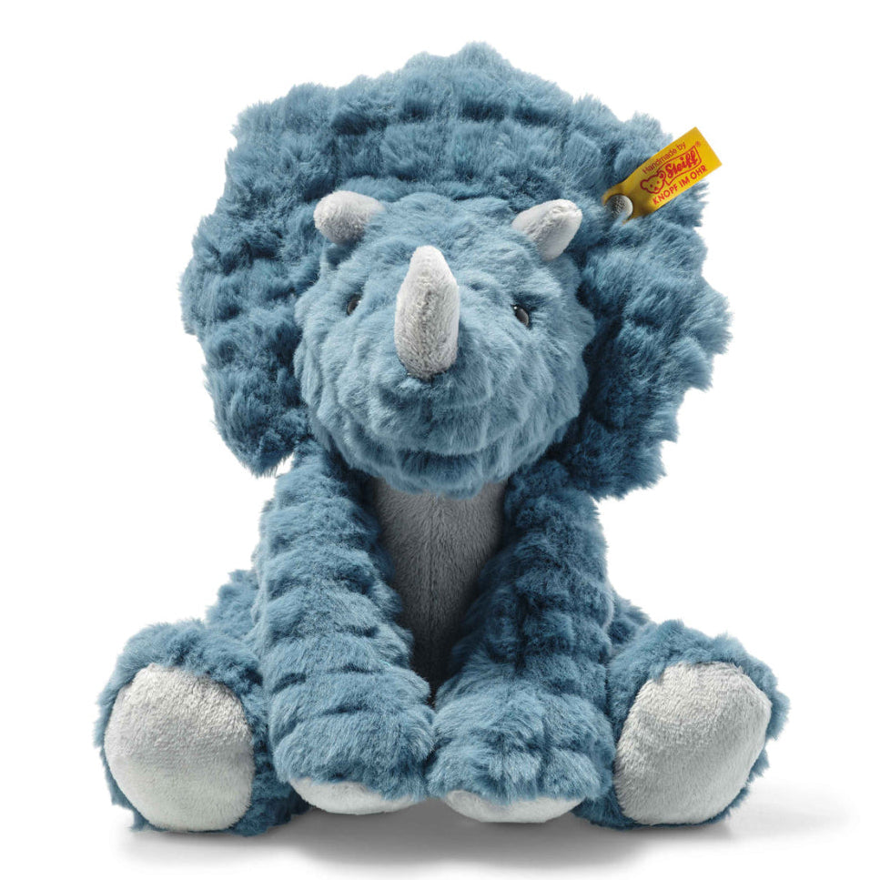 Steiff knuffel dino Dixi Triceratops 28 cm blauw