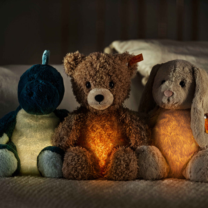 Steiff nachtlamp knuffel Spott dinosaurus 28 cm blauw 067266