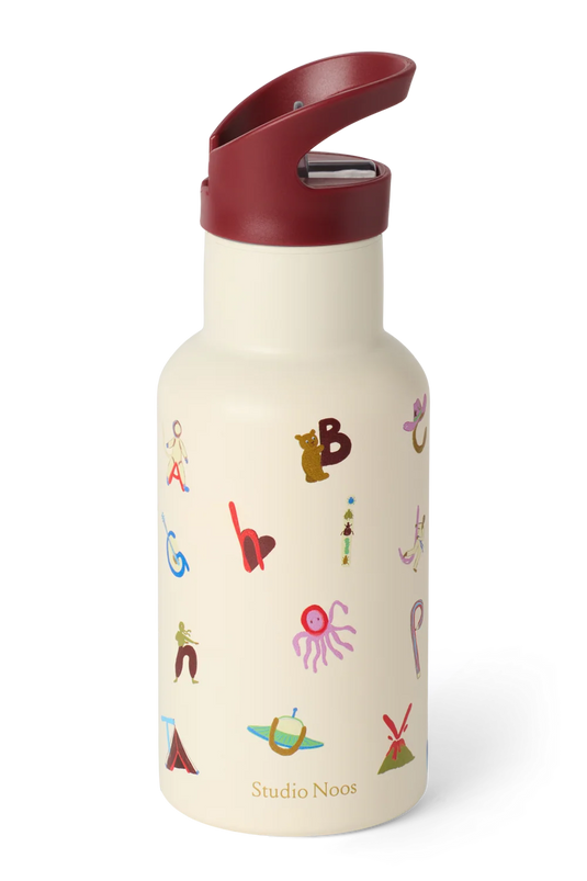 Studio Noos RVS drinkfles RVS 350 ml alphabet