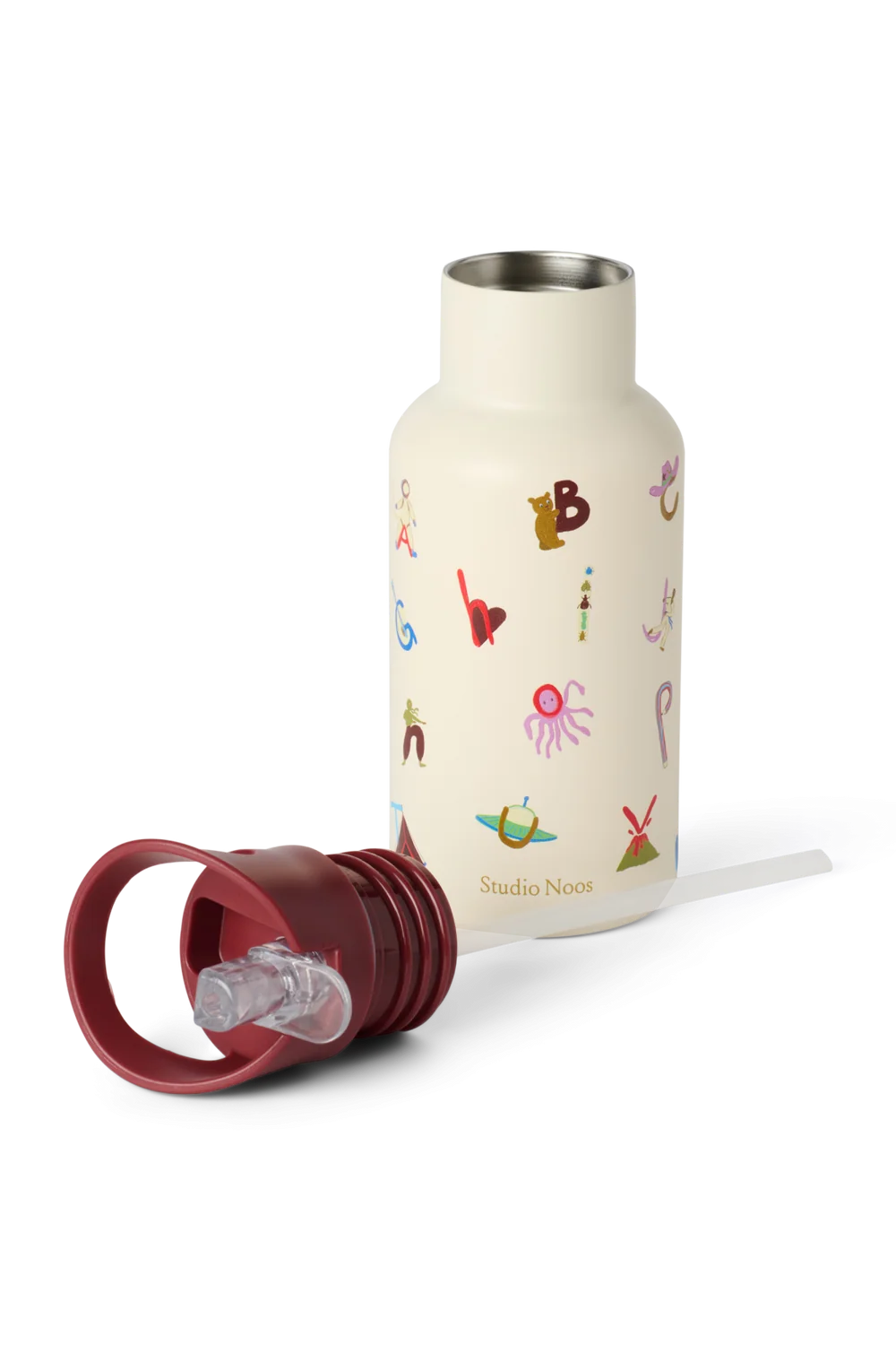 Studio Noos RVS drinkfles RVS 350 ml alphabet 6153327151192