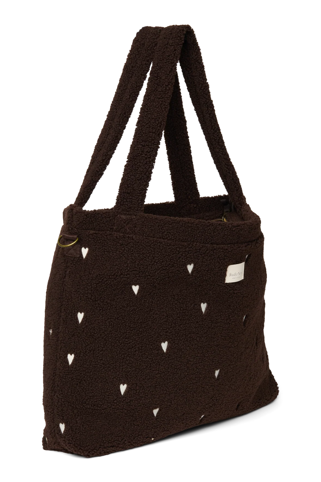 Studio Noos diaper bag teddy chocolate brown hearts kopen