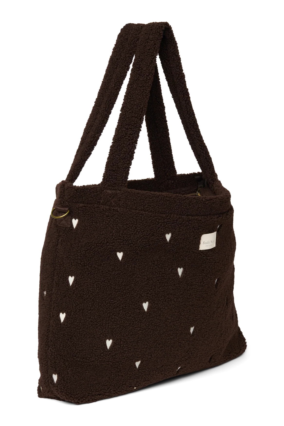 Studio Noos diaper bag teddy chocolate brown hearts kopen