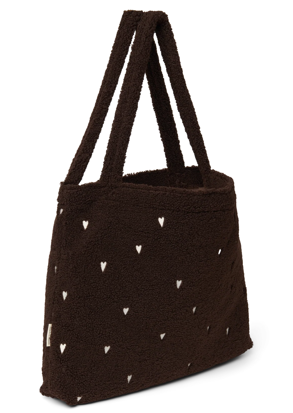 Studio Noos mom bag teddy chocolate brown hearts kopen