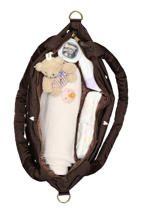 Studio Noos puffy diaper bag brown hearts
