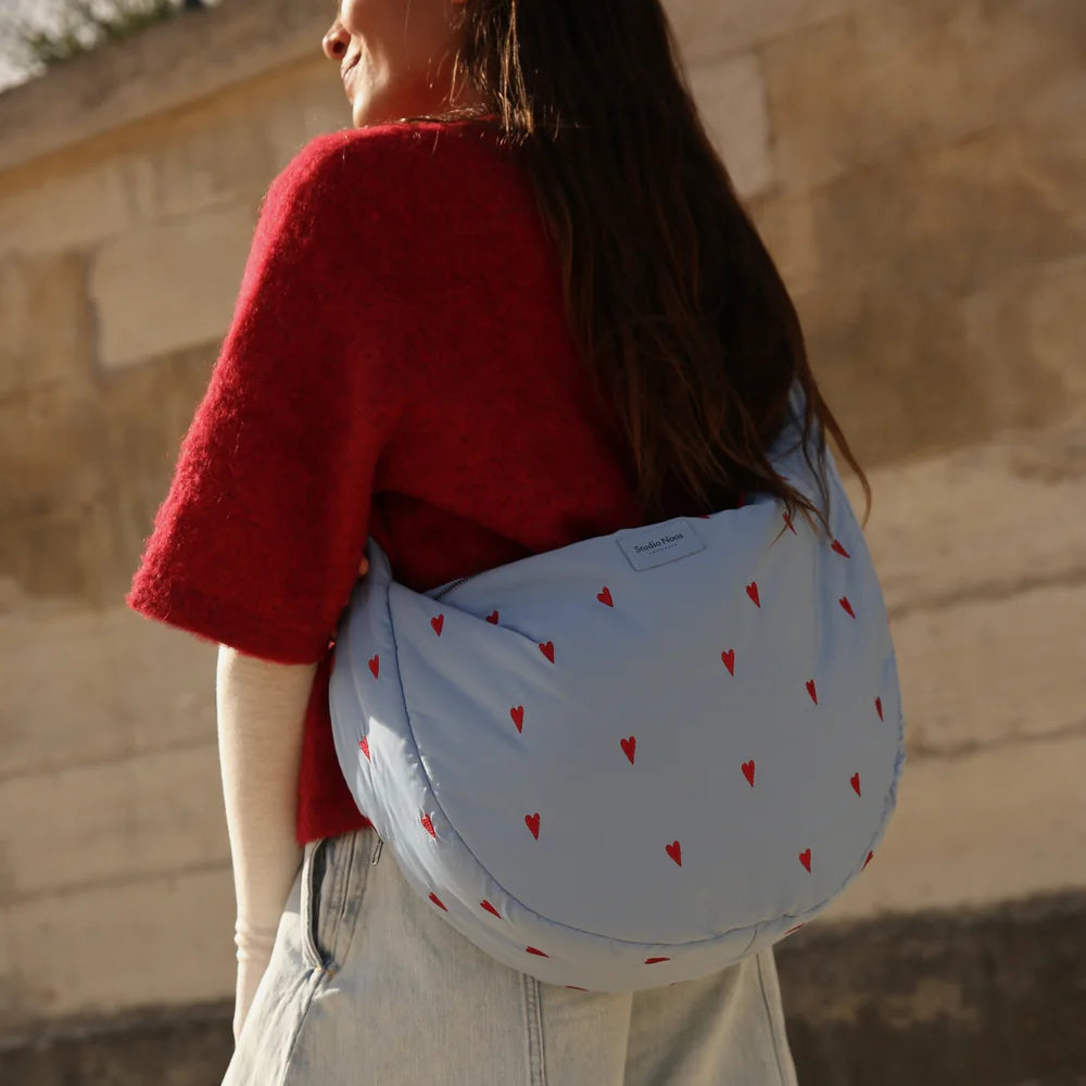 Studio Noos puffy cross body bag blue hearts kopen
