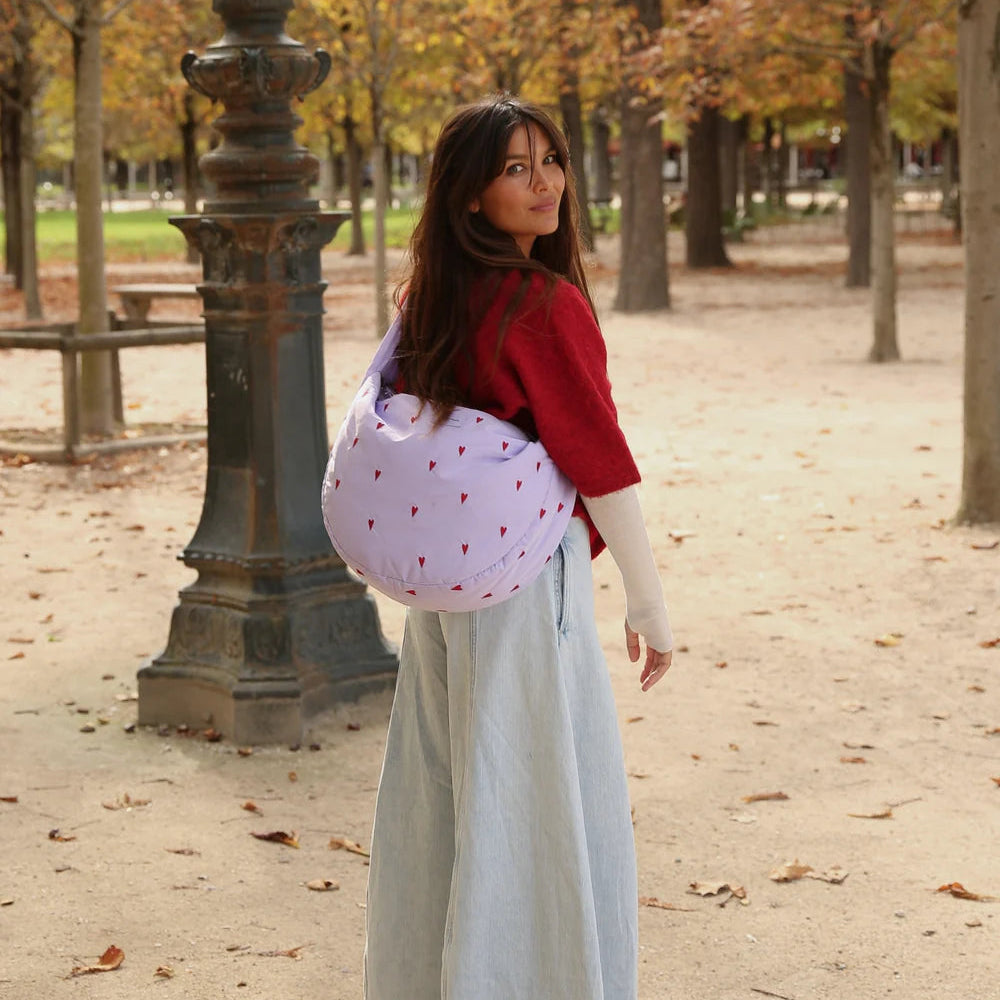 Studio Noos puffy cross body bag purple hearts kopen
