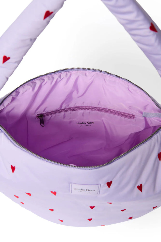 Studio Noos puffy cross body bag purple hearts