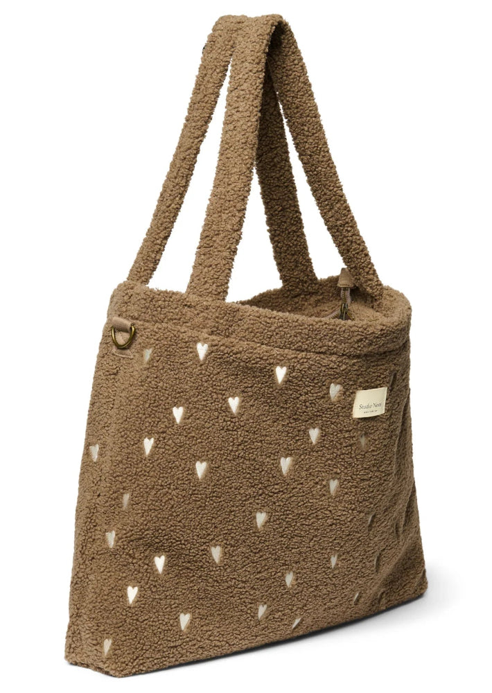 Studio Noos diaper bag teddy brown hearts kopen