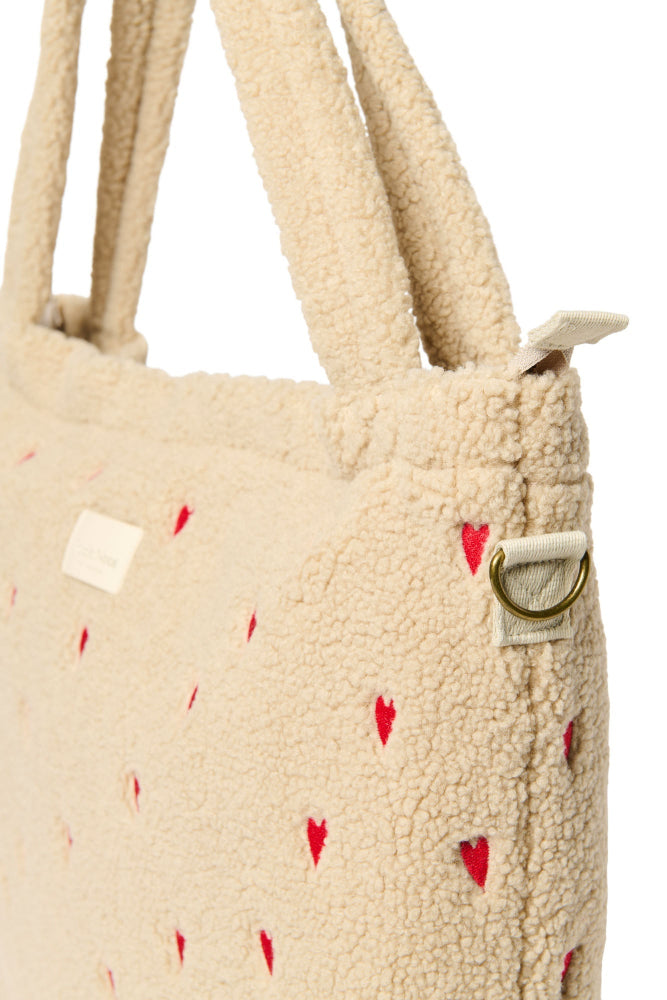 Studio Noos diaper bag teddy ecru hearts kopen