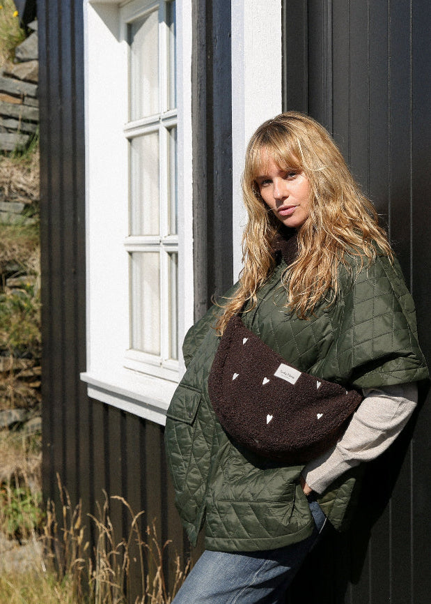 Studio Noos fanny pack teddy chocolate brown hearts 100% polyester