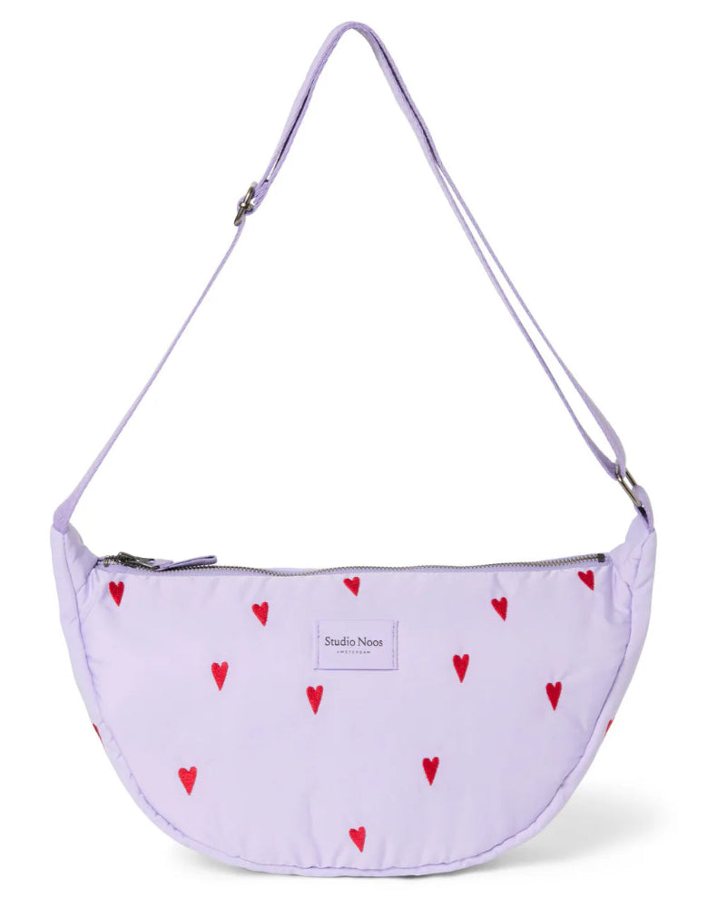 Studio Noos puffy fanny pack purple hearts