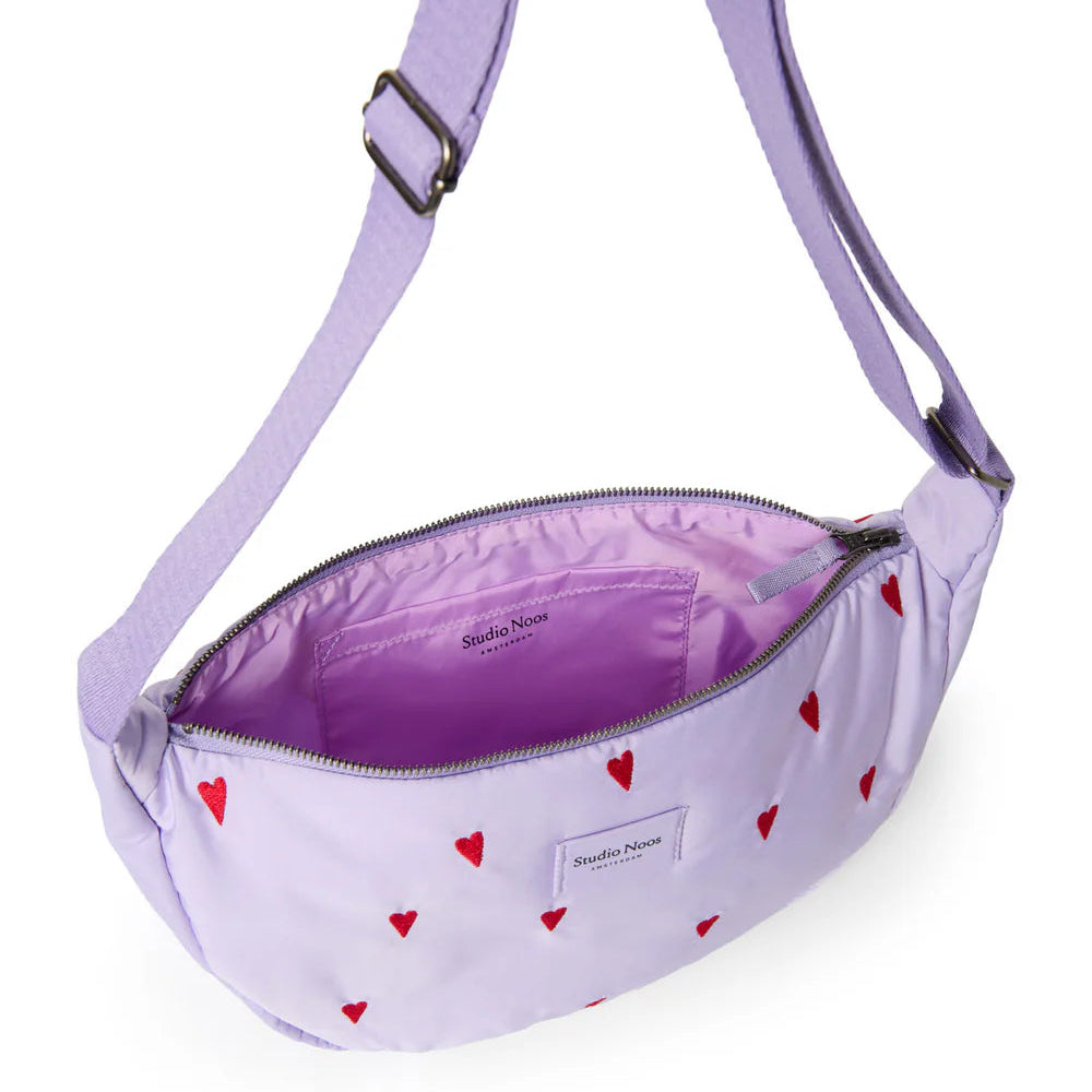 Studio Noos puffy fanny pack purple hearts 6151905941975