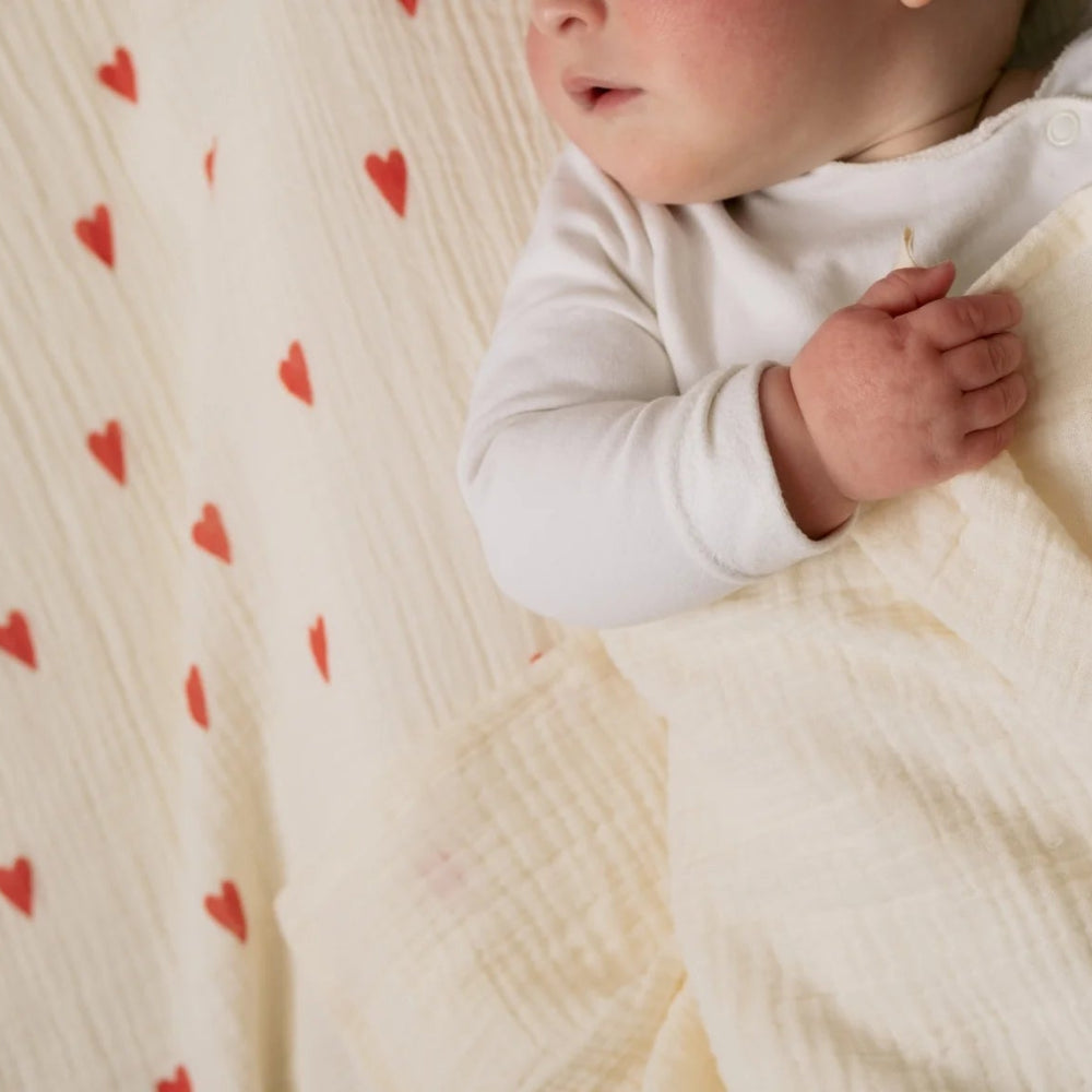 Studio Noos hydrofiele doek beige hearts 120 x 120 6151900154134