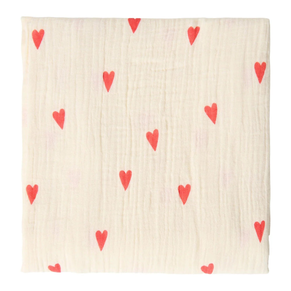 Studio Noos hydrofiele doek beige hearts 120 x 120 6151900154134