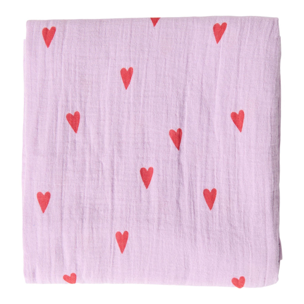 Studio Noos hydrofiele doek lila hearts 120 x 120 6151900465490
