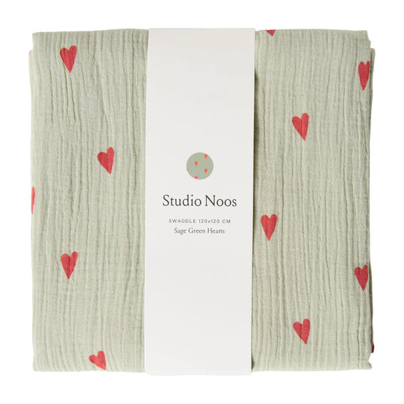 Studio Noos hydrofiele doek sage green hearts 120x120 6151900519506 a