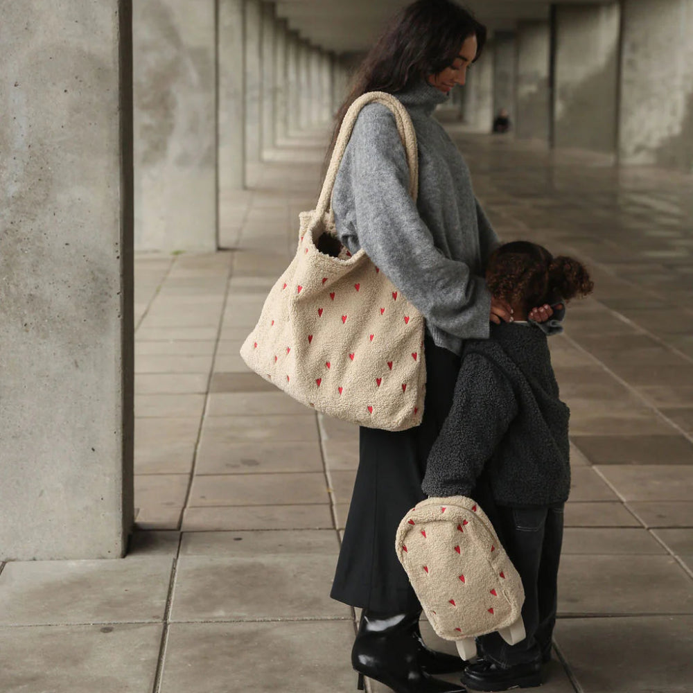 Studio Noos mom bag teddy ecru hearts kopen