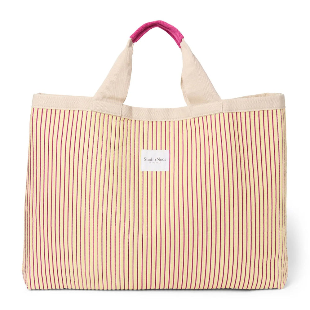 Studio Noos poplin beach bag butter yellow striped 6151908030041 a