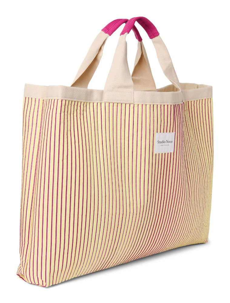 Studio Noos poplin beach bag butter yellow striped 6151908030041 b