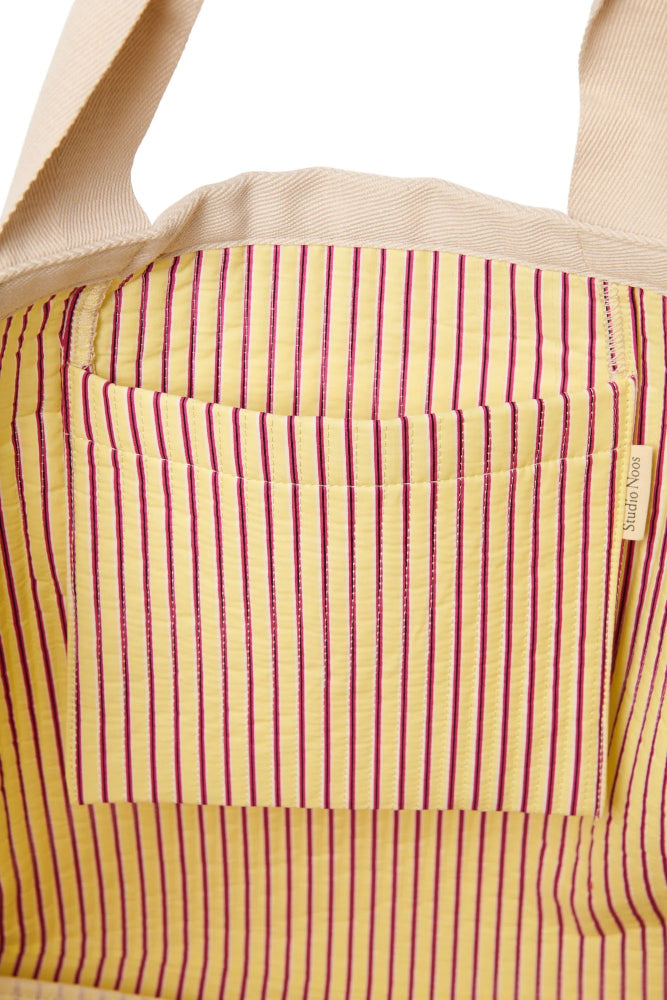 Studio Noos poplin beach bag butter yellow striped 6151908030041 d