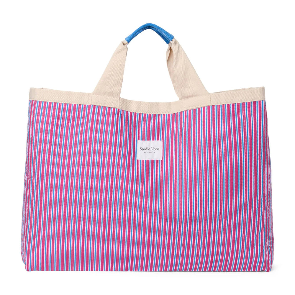 Studio Noos poplin beach bag raspberry striped 6151907726761 a