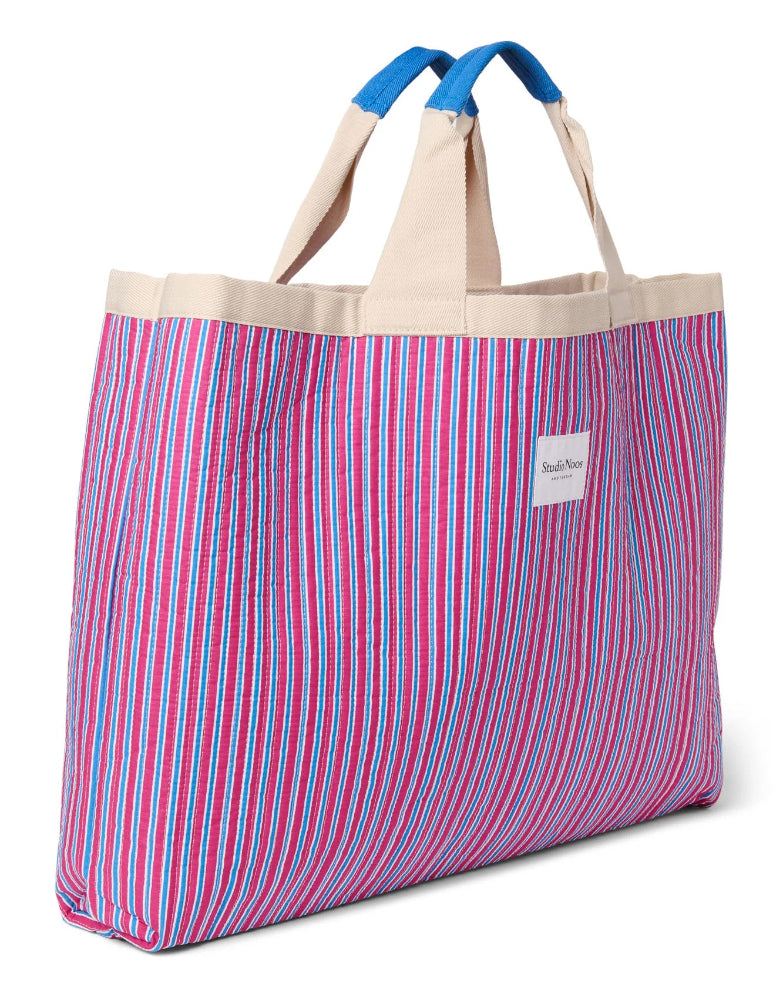 Studio Noos poplin beach bag raspberry striped 6151907726761 b
