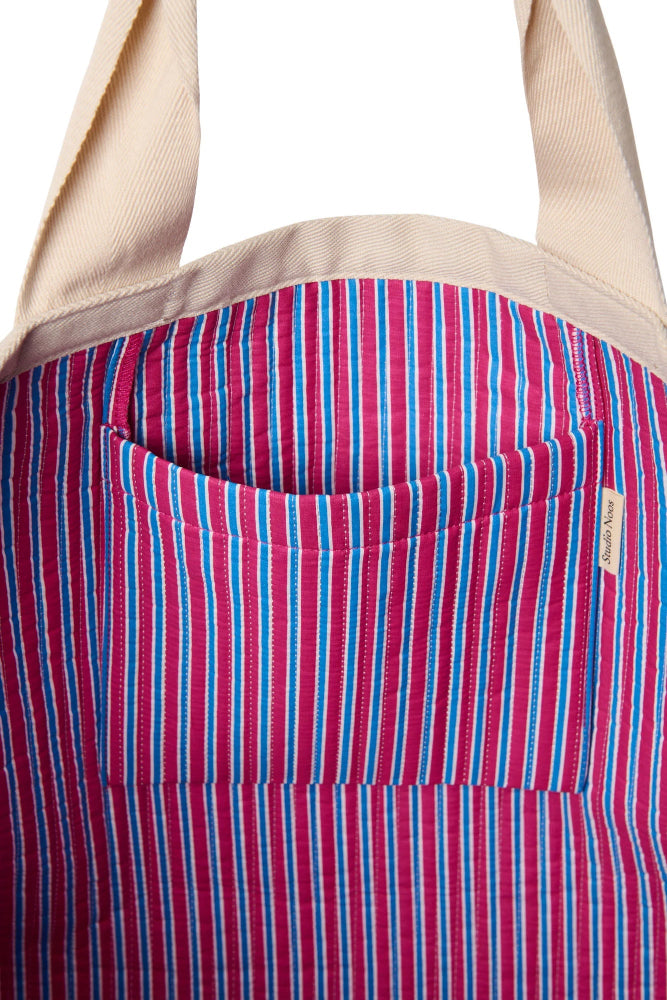 Studio Noos poplin beach bag raspberry striped 6151907726761 d