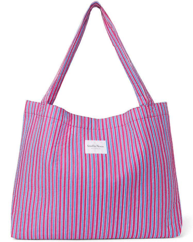 Studio Noos poplin mom bag raspberry striped