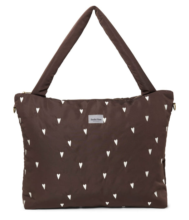 Studio Noos puffy diaper bag brown hearts