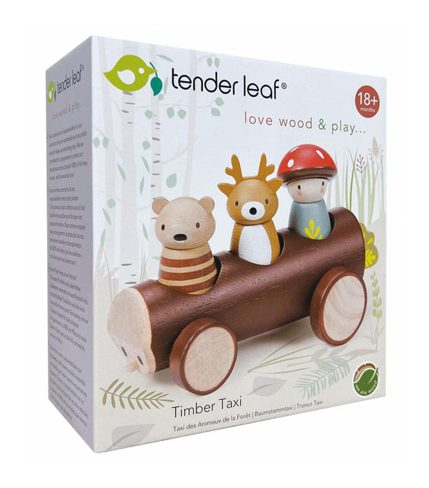 Tender Leaf Toys taxi bosdieren 18 m +