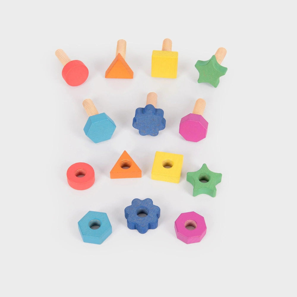 Tickit houten moeren en bouten regenboog 7 stks 12 mnd+33074001e