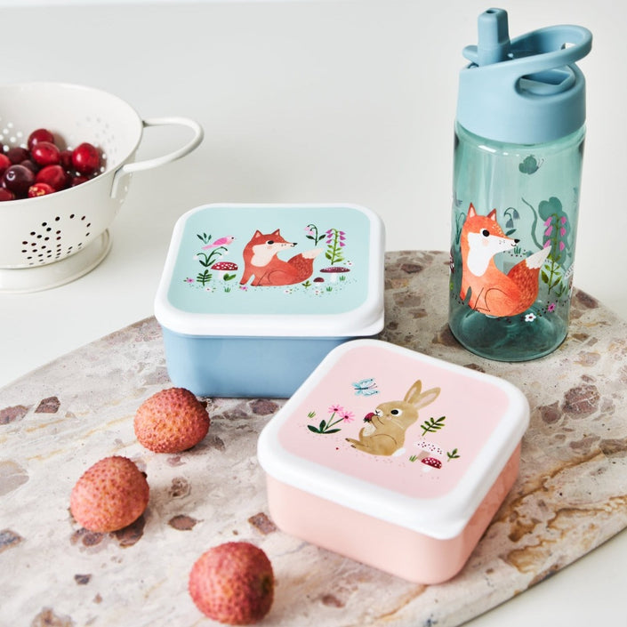 Petit Monkey snackbox set woodland blue 12 x 12 cm